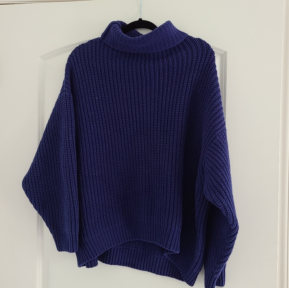 Free People Blue Swim Too Deep Sweater